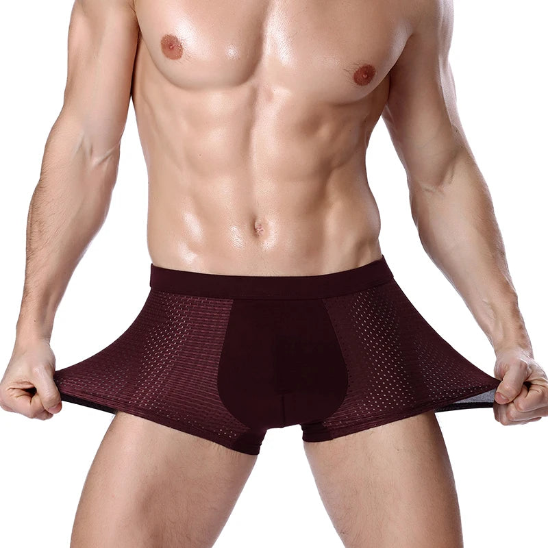 L-8XL Plus Banboo Fiber Men Underwear Male boxer Solid Panties Shorts Men's  Underpants Breathable Intimate Man boxers 4pcs