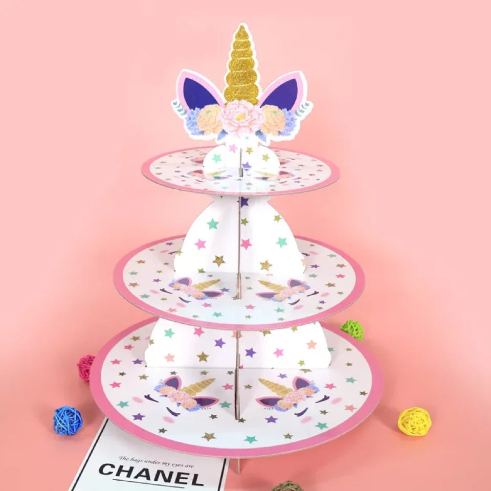 3-Tier Cardboard Cupcake Cake Stand Cupcake Holder for Birthday Party Wedding Baby Shower Christmas Parties Display Dessert