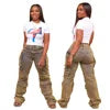 Jean Cargo Pants Women Street Wear Manufacturer Wholesale Jeans 6 Pocket Trouser Ladies Denim Cargo Pants With Multi Pockets
