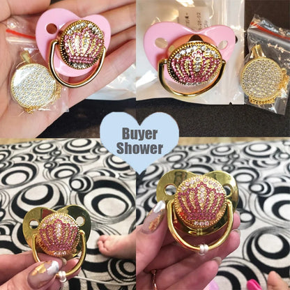 Baby Shower Gifts Baby Pacifier Rhinestone Pacifier Clips Princess Bling BPA Free Silicone Infant Nipple Newborn Baby Soother