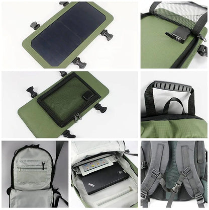 Travel Hiking Backpack 6.5w 6v Solar powered Panel Backpack Multipockets Laptop Bag Unisex Shoulder Bags Business Sport Rucksack