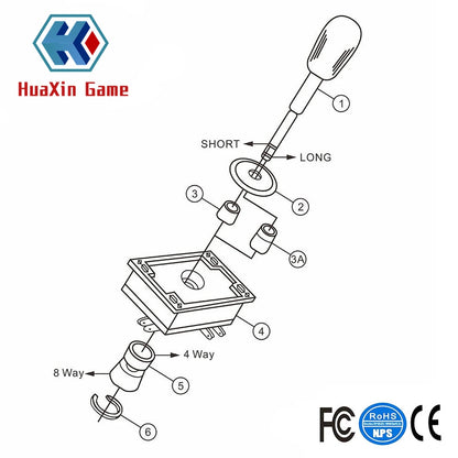 2 Pcs/lot Happ Style 8 Way Joystick with Switches Compatable for Arcade Video Games , X-arcade / Mame/ Jamma Game DIY & Other