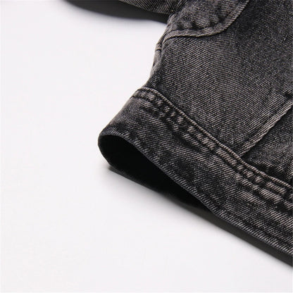 ZHEZHE Unique Fashion Female Spring Fall Winter Long Sleeve Denim Jeans Windbreaker Clothes Short Crop Jackets for Women'S Coats