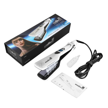 Electric Steam Hair Straightener Professional Ceramic Wide Hair Curling Flat Iron Hair Plates Lcd Display Hot Comb Straightening