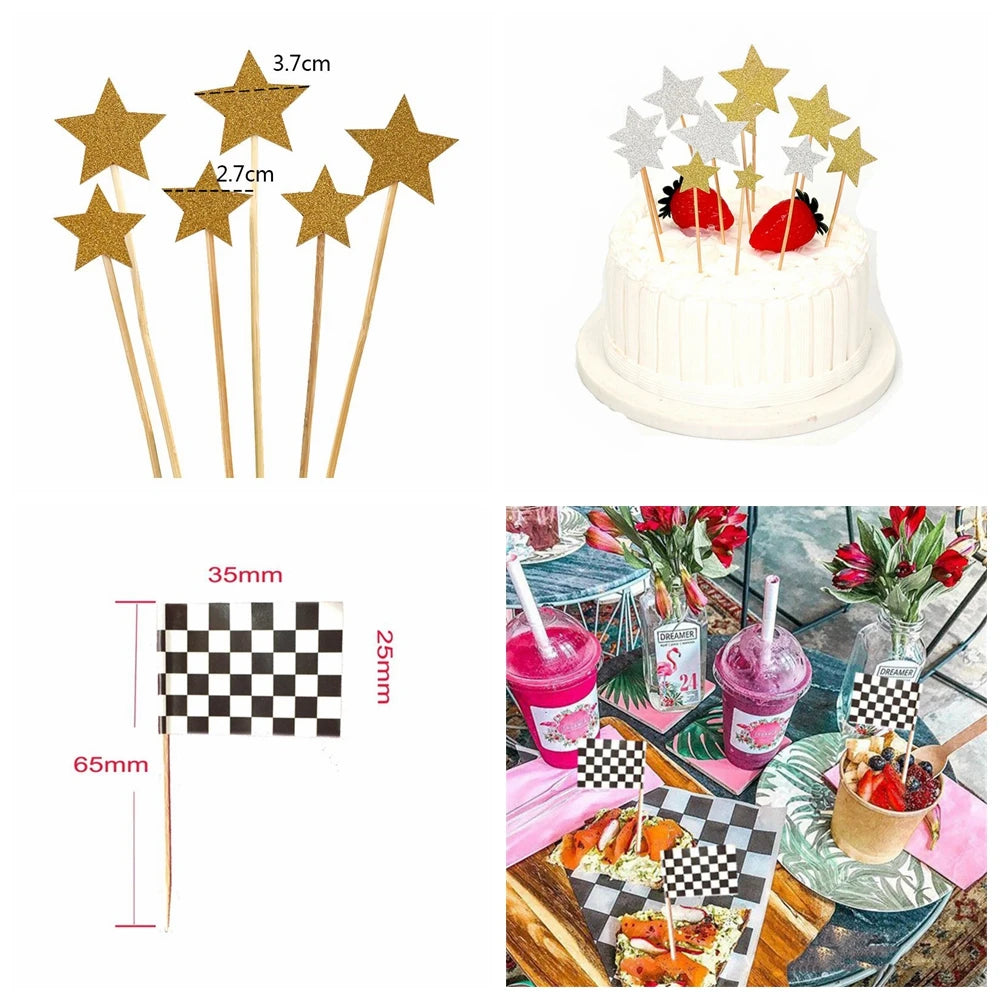 24Pcs Guitar Rock Music Theme Cake Cupcake Toppers Happy Birthday Wedding Party Baby Shower  Cake Inserts Sticks Cake Decor