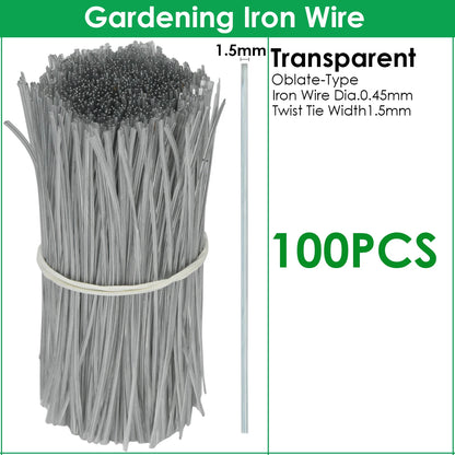 100PCS Gardening Cable Ties Reusable Oblate Iron Wire Twist Tie for Flower Plant Climbing Vines Multifunction Coated Fix Strings