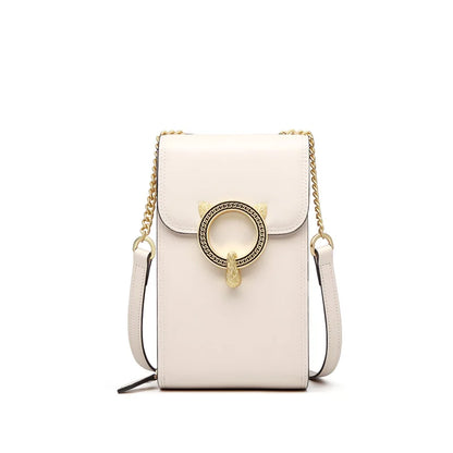 FOXER Fashion Split Leather Cellphone Bag Women's Shoulder Bag Light Luxury Female Crossbody Bag Mini Phone Travel Bag for Girl