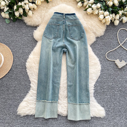 2025 Autumn Vintage Jeans Women Print High Waist Denim Pants Girls Outdoor Pants Wholesale