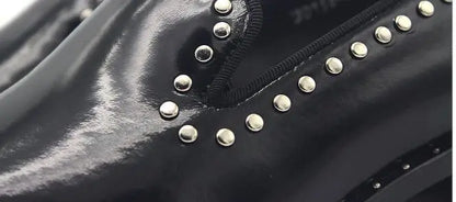 New fashion black shoes for men slip on loafers  rivet square toe  dress shoes Shiny genuine leather men shoes