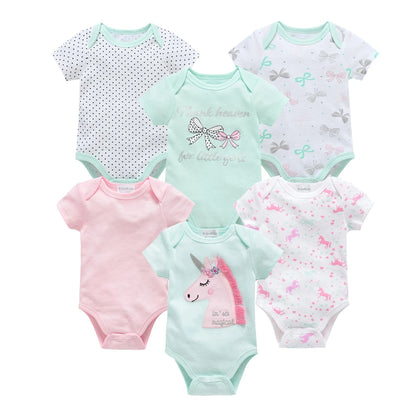 Kavkas Baby Girls Bodysuits 6/3 pcs/lot Summer Cotton Baby Clothes Short Sleeve Newborn body bebe 0-3 months Infant Clothing