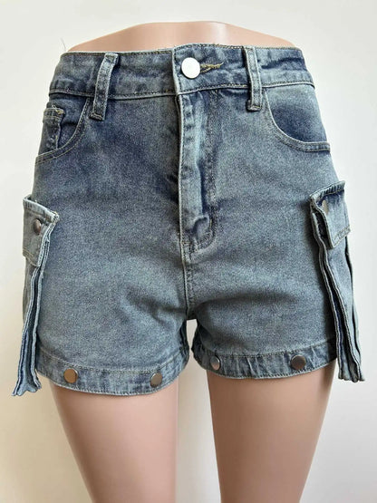 2025 New Design Women's Casual Cotton Stretch Washed Jeans Removable Denim Y2K Pants Multi-Pocket Shorts Trendy Trouser Legs