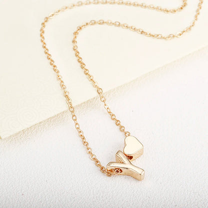 Fashion Tiny Heart Dainty Initial Necklace With Letter Name Choker Necklace For Women Pendant Jewelry Accessories Gift
