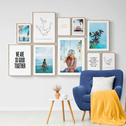 Motivational Poster Nature Travel Summer Sea Beach Sand Surfing Unframed Wall Art Boho Kitchen Decor House Decoration Wall Art