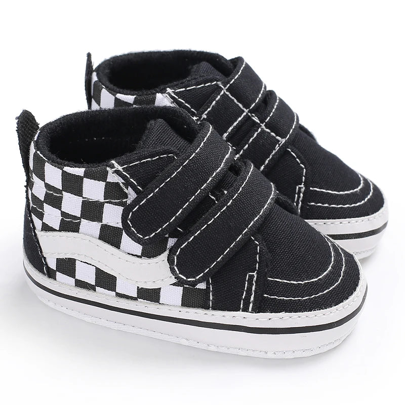 2025 New Baby Canvas Sneakers Anti-slip Soft Plaid Baby Boy Girl Shoes Newborns First Walkers Infant Baby Unisex Casual Shoes