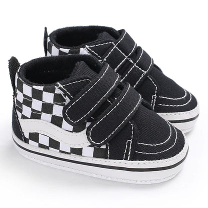 2025 New Baby Canvas Sneakers Anti-slip Soft Plaid Baby Boy Girl Shoes Newborns First Walkers Infant Baby Unisex Casual Shoes