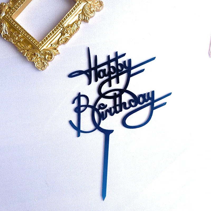 Acrylic Happy Birthday Cake Topper Gold Pink Birthday Cake Toppers Flags For Kids Birthday Party Cake Decorations Baby Shower