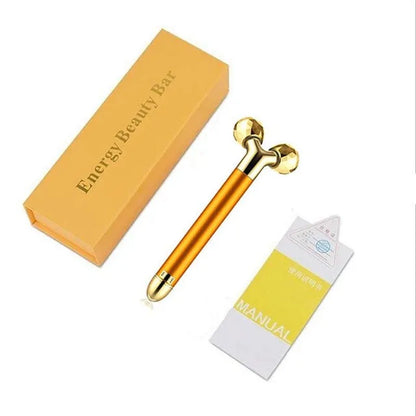 Multi-function Beauty Care Device 24k Facial Massage Stick Roller 3D Golden Energy Bar Vibrating Massager for Beauty Tool