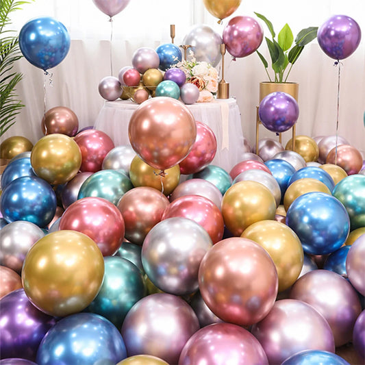 10- 100 Pieces Metal Balloon Gold Silver Chrome Ballon Wedding Decoration White Black Macaron Birthday Party Supplies 10