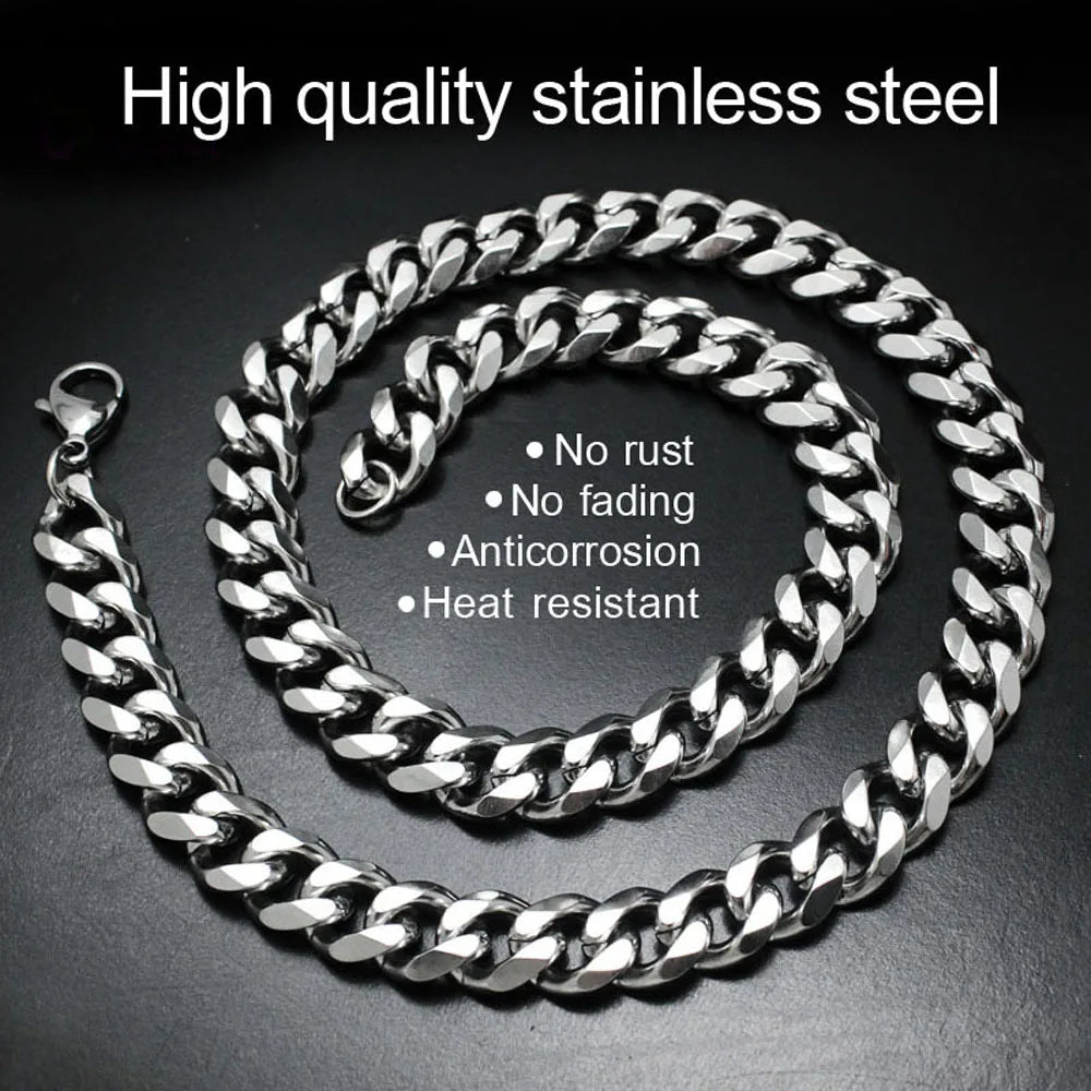Men's Cuban Link Chain Size 3.6/5/6/7/8/9mm Men's Punk Necklace Stainless Steel Male Fashion Jewelry Gifts for Men
