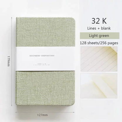 Blank And Grid Paper Notebook Linen Hard Cover 256 Pages Paper 80 GSM Journal Planner Office School Supplies Stationery