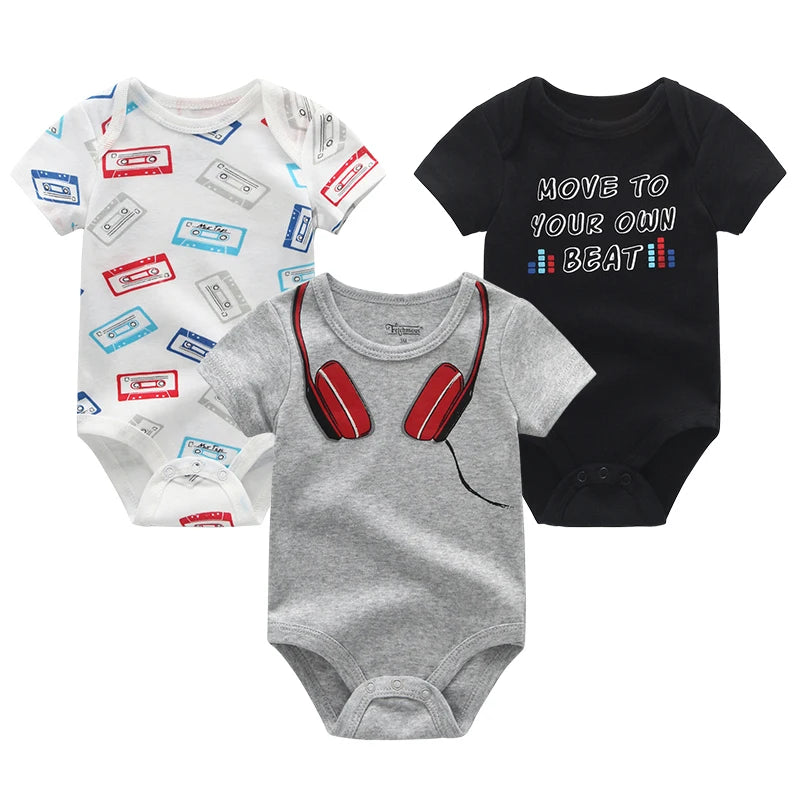 Baby Boy Jumpsuits 3 Pieces Newborn Clothes Set Toddler Girl Bodysuit Kiddiezoom Clothing 100%Cotton Soft Infant Rompers 0-12M