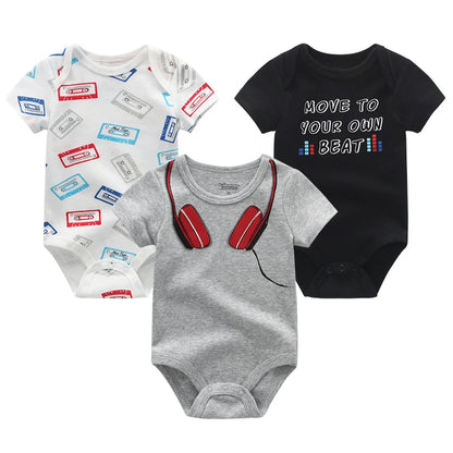 Baby Boy Jumpsuits 3 Pieces Newborn Clothes Set Toddler Girl Bodysuit Kiddiezoom Clothing 100%Cotton Soft Infant Rompers 0-12M