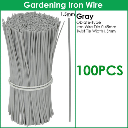 100PCS Gardening Cable Ties Reusable Oblate Iron Wire Twist Tie for Flower Plant Climbing Vines Multifunction Coated Fix Strings