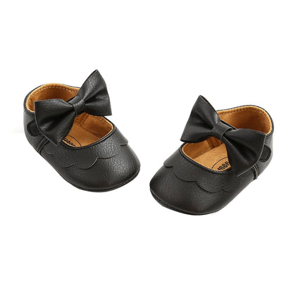 Citgeett 0-18M Baby Infant Girls Flat Shoes Bow Knot Solid First Walker Soft Sole Newborn Infant Toddler Girls Princess Shoes
