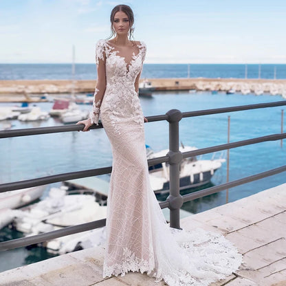 Sexy Mermaid Wedding Dresses Appliques Beads Chain Backless Vestido De Noiva Gelinlik Dubai Bridal Engagement Robe Mariee
