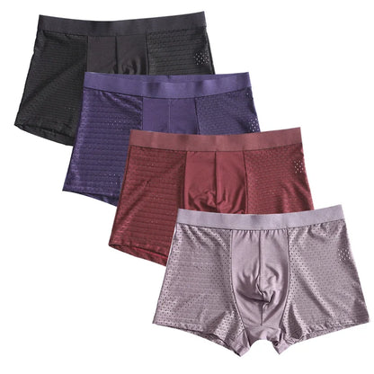 L-8XL Plus Banboo Fiber Men Underwear Male boxer Solid Panties Shorts Men's  Underpants Breathable Intimate Man boxers 4pcs