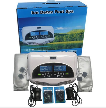 2026 New Dual Detox Machine Ion Cleansing Device Foot Spa Bath Ionic 2 LCD Screen User With Massager Acupuncture Pads Wrist Belt