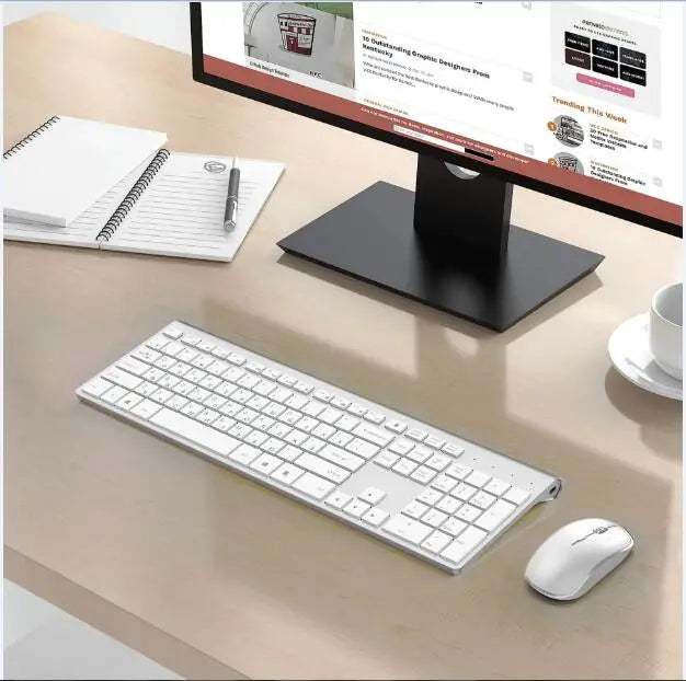 Wireless keyboard mouse , 2.4 gigahertz stable connection rechargeable battery, Full-size Russian layout,Black grey Silver white