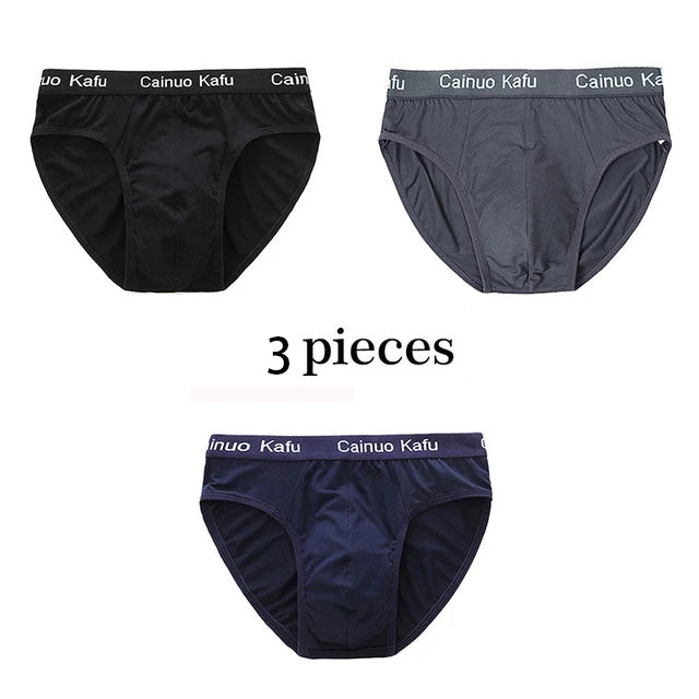 3Pcs/Lot Men's panties Silk  Men's Underwear New  Briefs Men Bamboo Fiber Mens Bodysuit Male Comfortable Solid Underpants