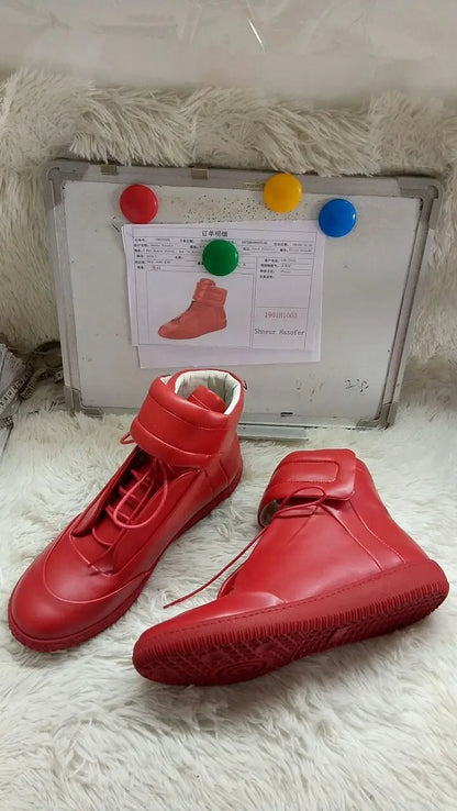 39-47 Luxury Brand Men Shoes Shiny Leather Casual Shoes Men's High Top Silvery Gold Red High Quality Men Flats Casual Shoes