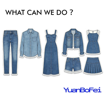 YUNBOFEI Women High Waist Fringe Hem Denim Skirt Light Blue Distressed Frayed Edge Casual Street Style