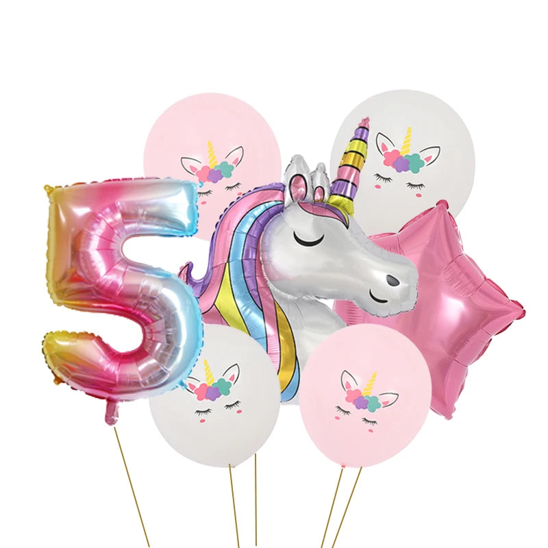 147Pcs Unicorn Birthday Balloons Arch Garland Kit Happy Birthday Banner for Girls Unicorn Birthday Party Decorations Baby Shower