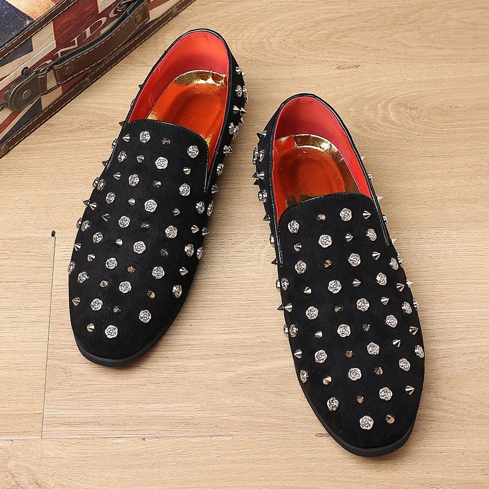 Men's Dress Leather Shoes Men The new Autumn Luxury Rivet Footwear Nightclub Party Male Shoes Moccasins Loafers Casual Shoes