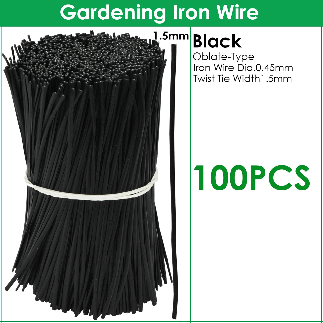 100PCS Gardening Cable Ties Reusable Oblate Iron Wire Twist Tie for Flower Plant Climbing Vines Multifunction Coated Fix Strings