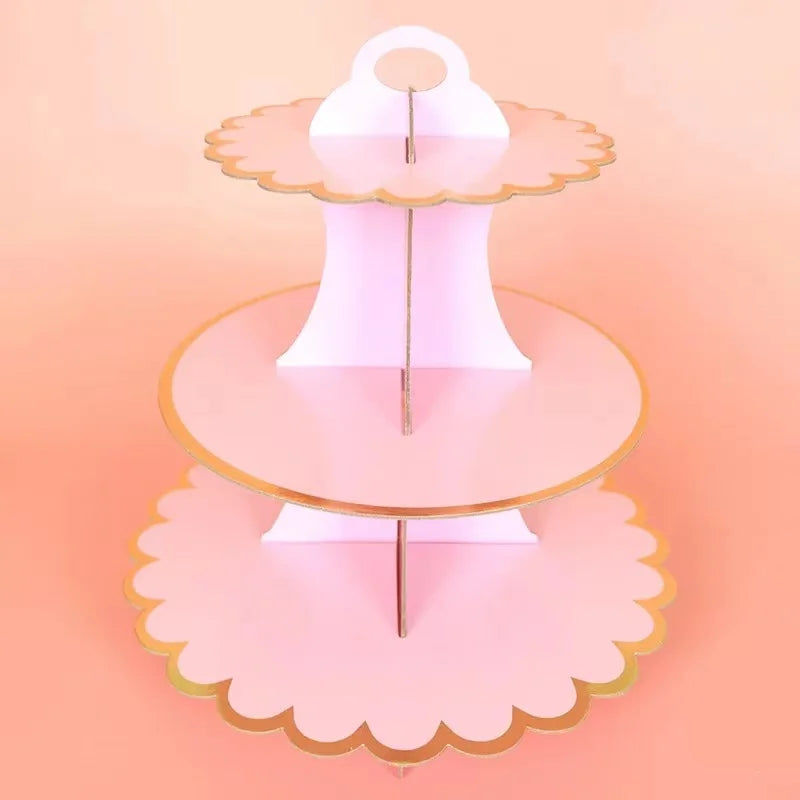3-Tier Cardboard Cupcake Cake Stand Cupcake Holder for Birthday Party Wedding Baby Shower Christmas Parties Display Dessert