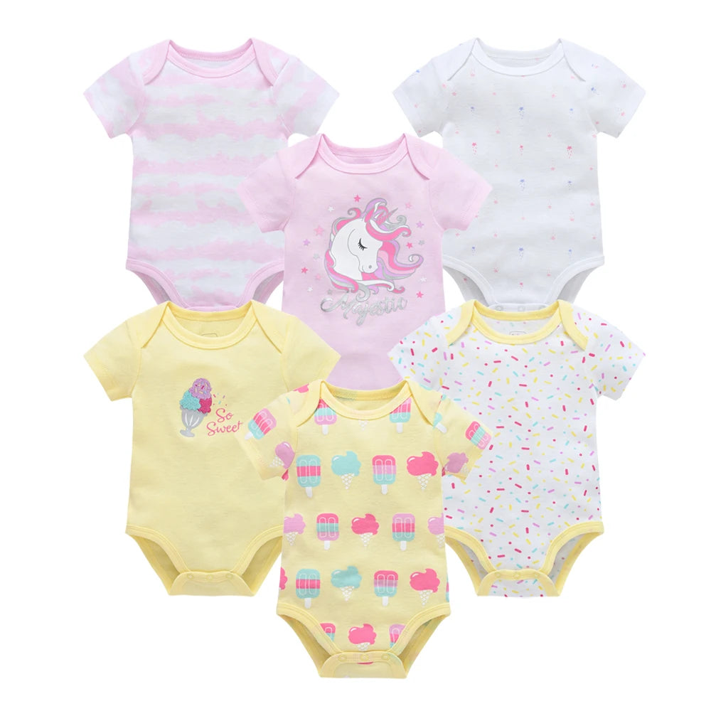 Kavkas Baby Girls Bodysuits 6/3 pcs/lot Summer Cotton Baby Clothes Short Sleeve Newborn body bebe 0-3 months Infant Clothing