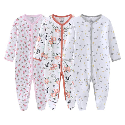 3PCS Newborn Cotton Baby Girl Clothes Cartoon Baby Boy Clothes Sets Autumn Long Sleeve Jumpsuits Spring Zipper Bebes