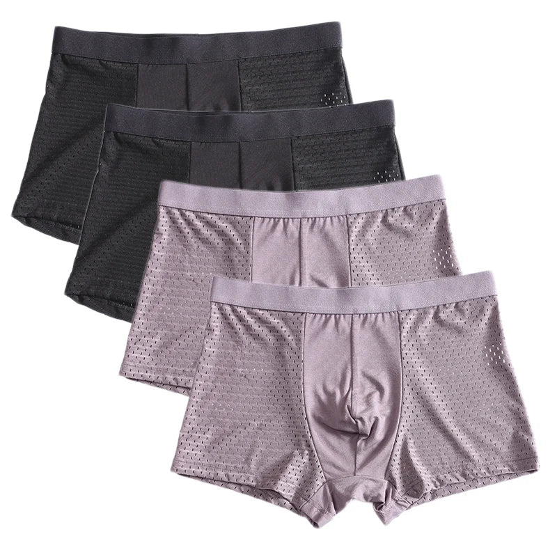 L-8XL Plus Banboo Fiber Men Underwear Male boxer Solid Panties Shorts Men's  Underpants Breathable Intimate Man boxers 4pcs
