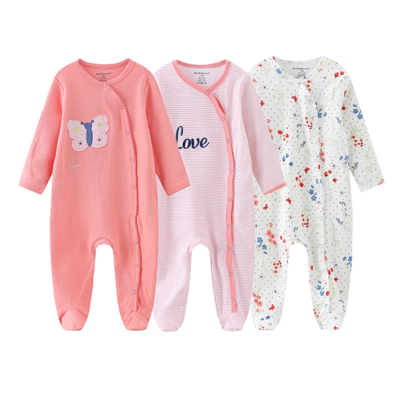 3PCS Newborn Cotton Baby Girl Clothes Cartoon Baby Boy Clothes Sets Autumn Long Sleeve Jumpsuits Spring Zipper Bebes