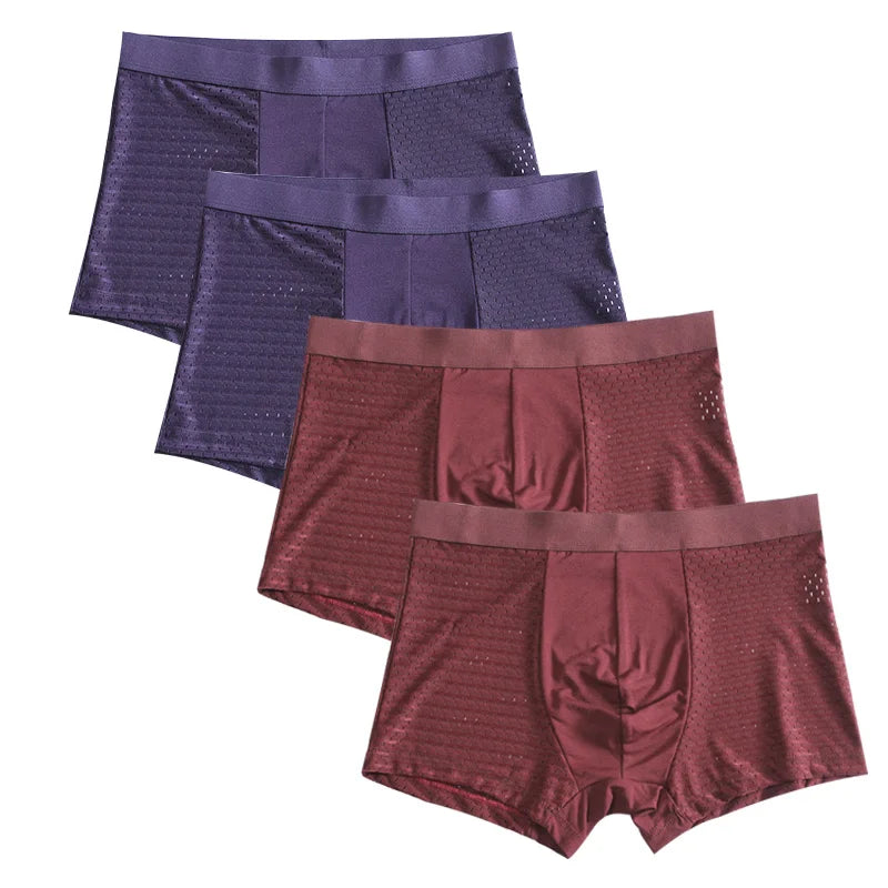 L-8XL Plus Banboo Fiber Men Underwear Male boxer Solid Panties Shorts Men's  Underpants Breathable Intimate Man boxers 4pcs