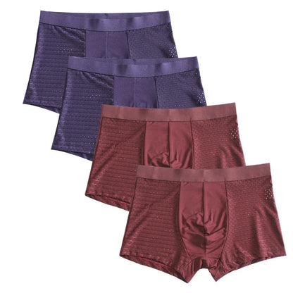 L-8XL Plus Banboo Fiber Men Underwear Male boxer Solid Panties Shorts Men's  Underpants Breathable Intimate Man boxers 4pcs