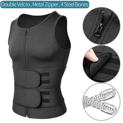 Men Waist Trainer Sauna Vest Fitness Corset Abdomen Slimming Body Shaper Belly Reducing Shapewear Burn Fat Shirt Trimmer Belt