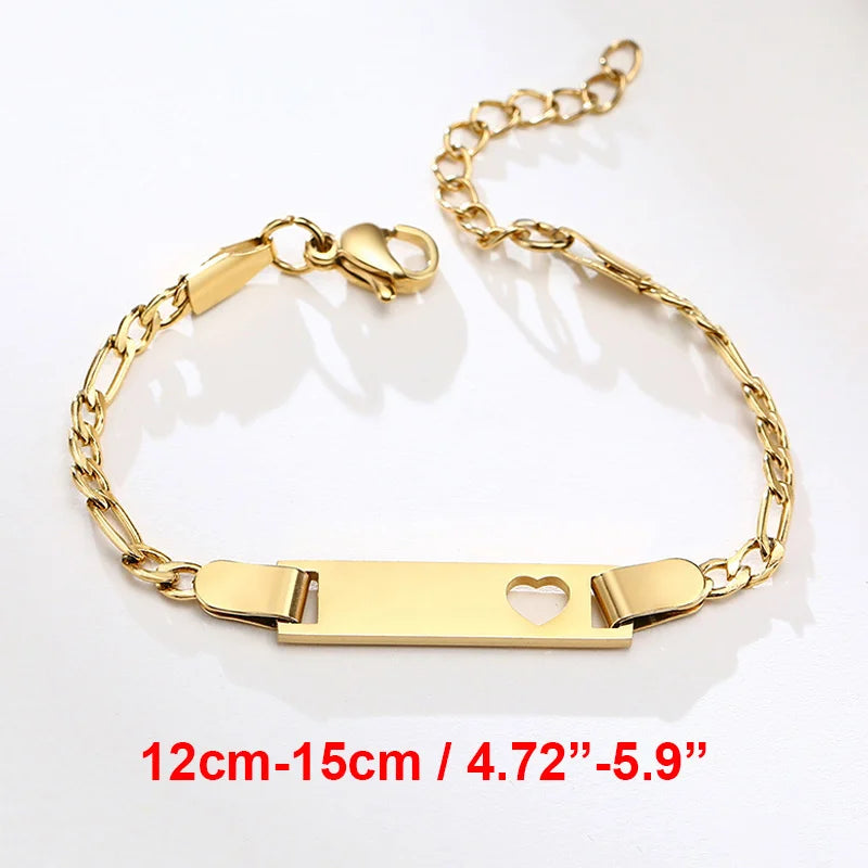 Vnox Custom Engrave Mom Duaghter Son Name Baby Bracelets, Anti Allergy Stainless Steel Baptism Love Gifts, Adjustable Jewelry
