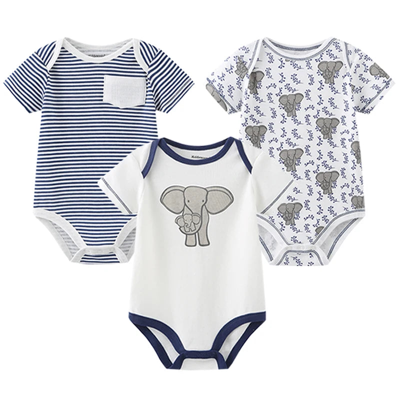 Baby Boy Jumpsuits 3 Pieces Newborn Clothes Set Toddler Girl Bodysuit Kiddiezoom Clothing 100%Cotton Soft Infant Rompers 0-12M