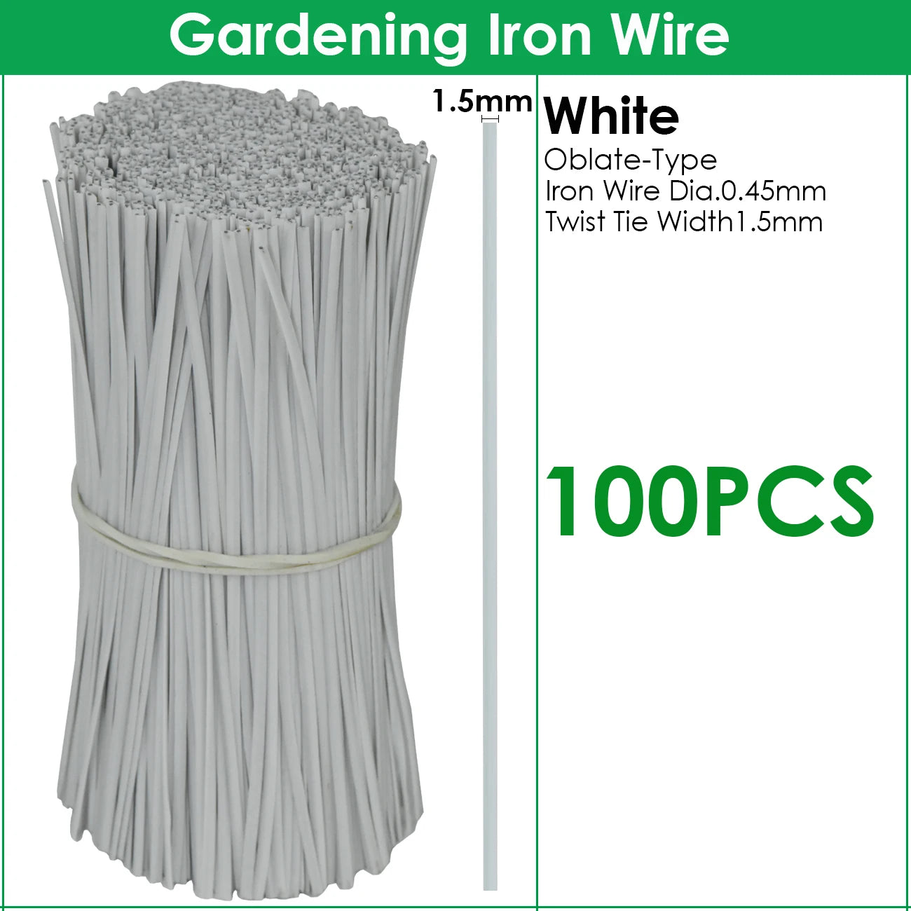 100PCS Gardening Cable Ties Reusable Oblate Iron Wire Twist Tie for Flower Plant Climbing Vines Multifunction Coated Fix Strings