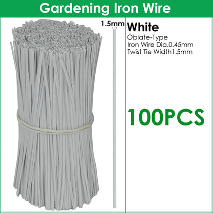 100PCS Gardening Cable Ties Reusable Oblate Iron Wire Twist Tie for Flower Plant Climbing Vines Multifunction Coated Fix Strings